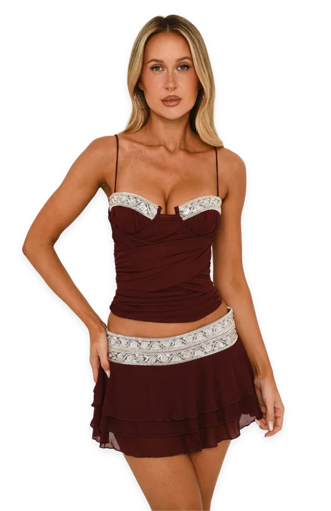 White Fox Encanto Mini Skort Burgundy
