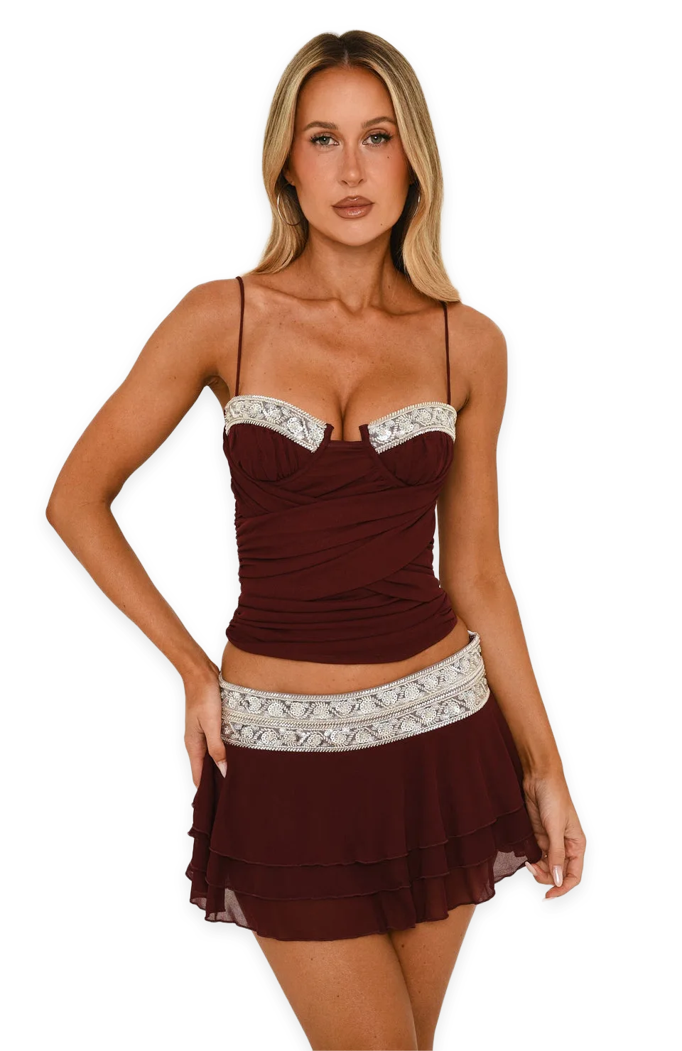 White Fox Encanto Mini Skort Burgundy, photo 2