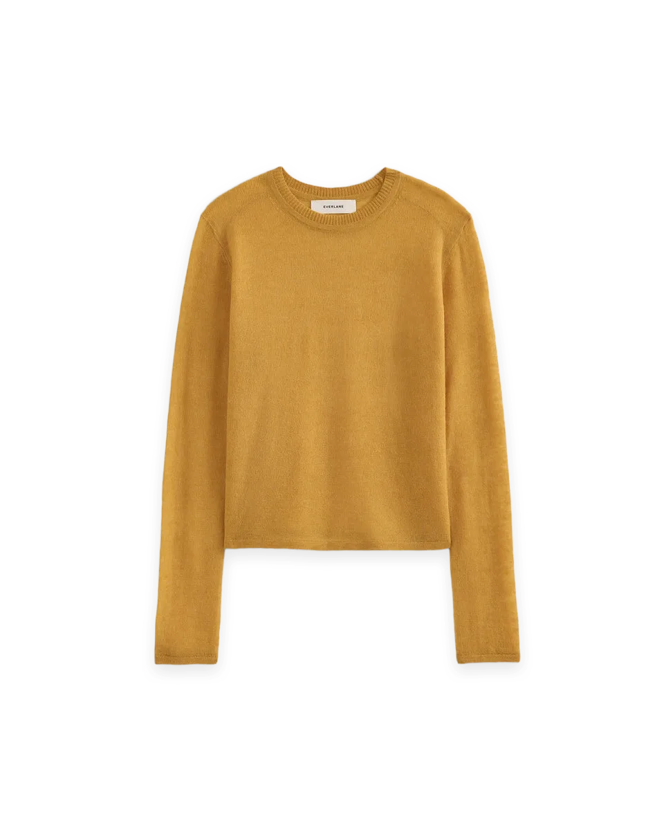 Everlane Air Alpaca Long-Sleeve Slim Crew · Meringue