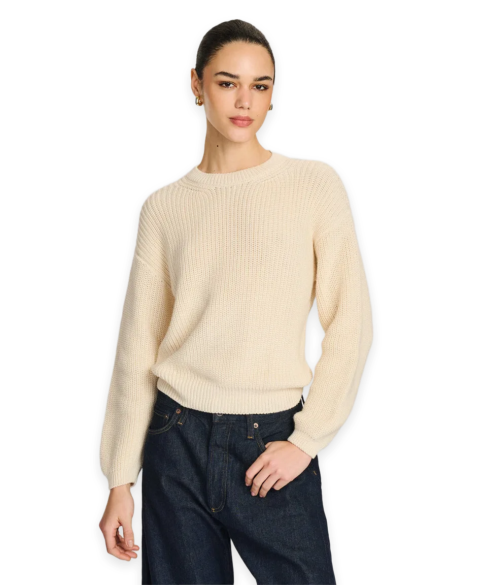 Naadam Cotton Fisherman Crewneck Sweater