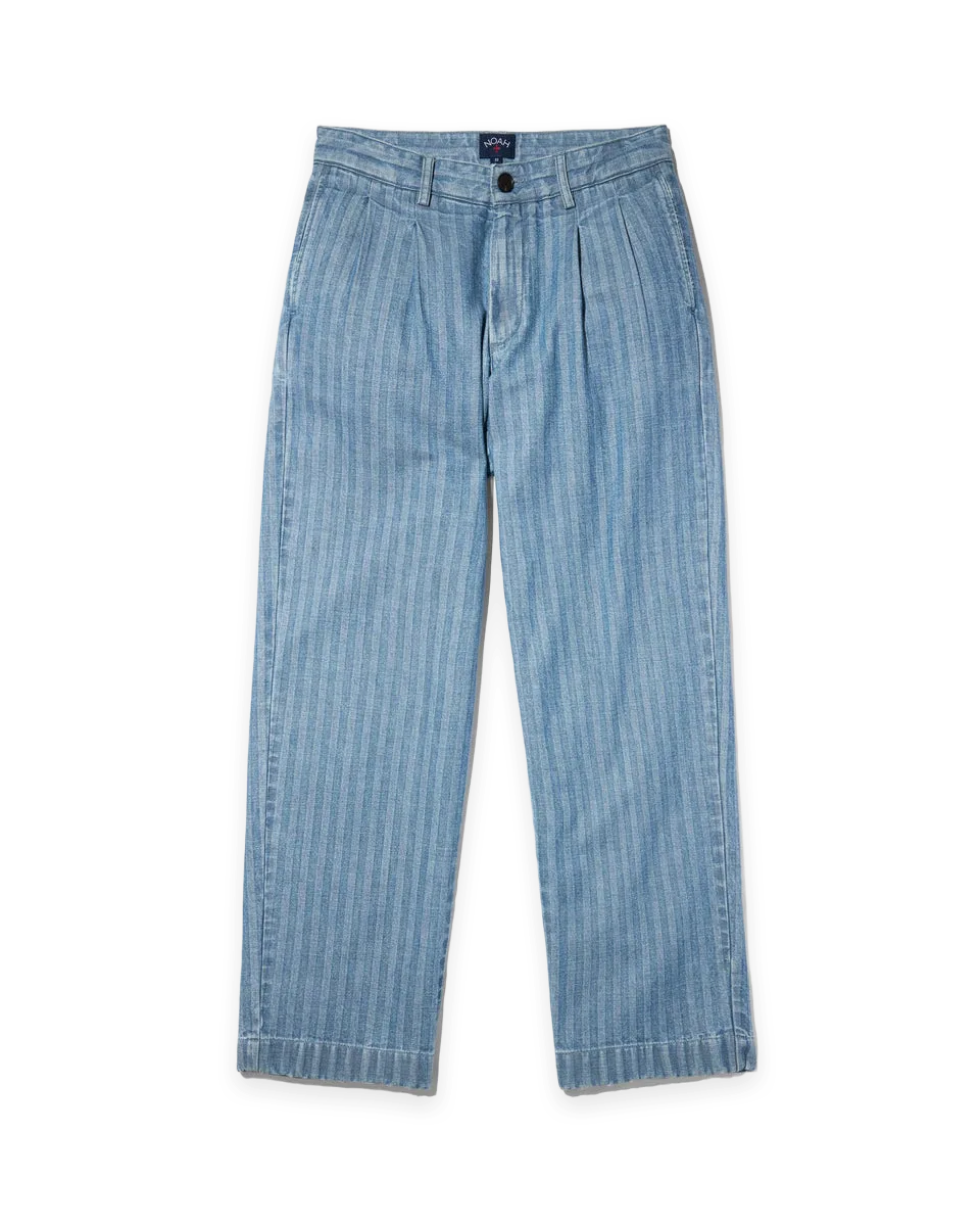 Noah Double-Pleat Herringbone Denim Pant