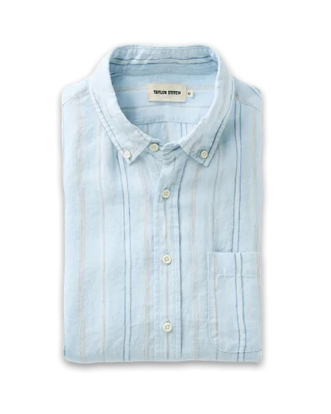 Taylor Stitch The Jack in Blue Sky Stripe Linen