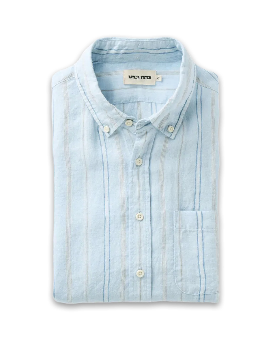 Taylor Stitch The Jack in Blue Sky Stripe Linen
