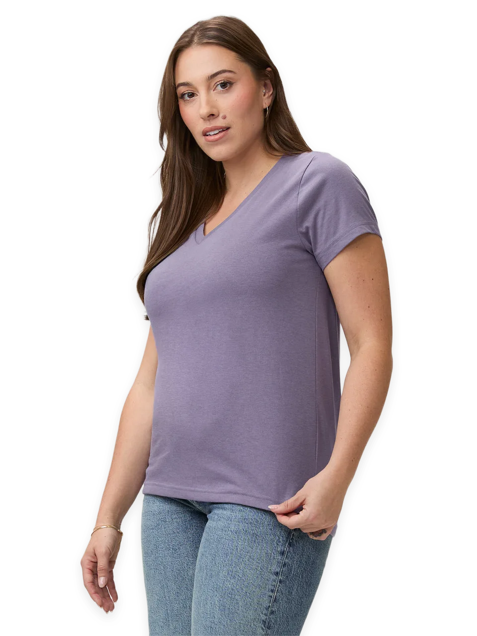 Fresh Clean Threads Flint Purple Everyday V-Neck Tee