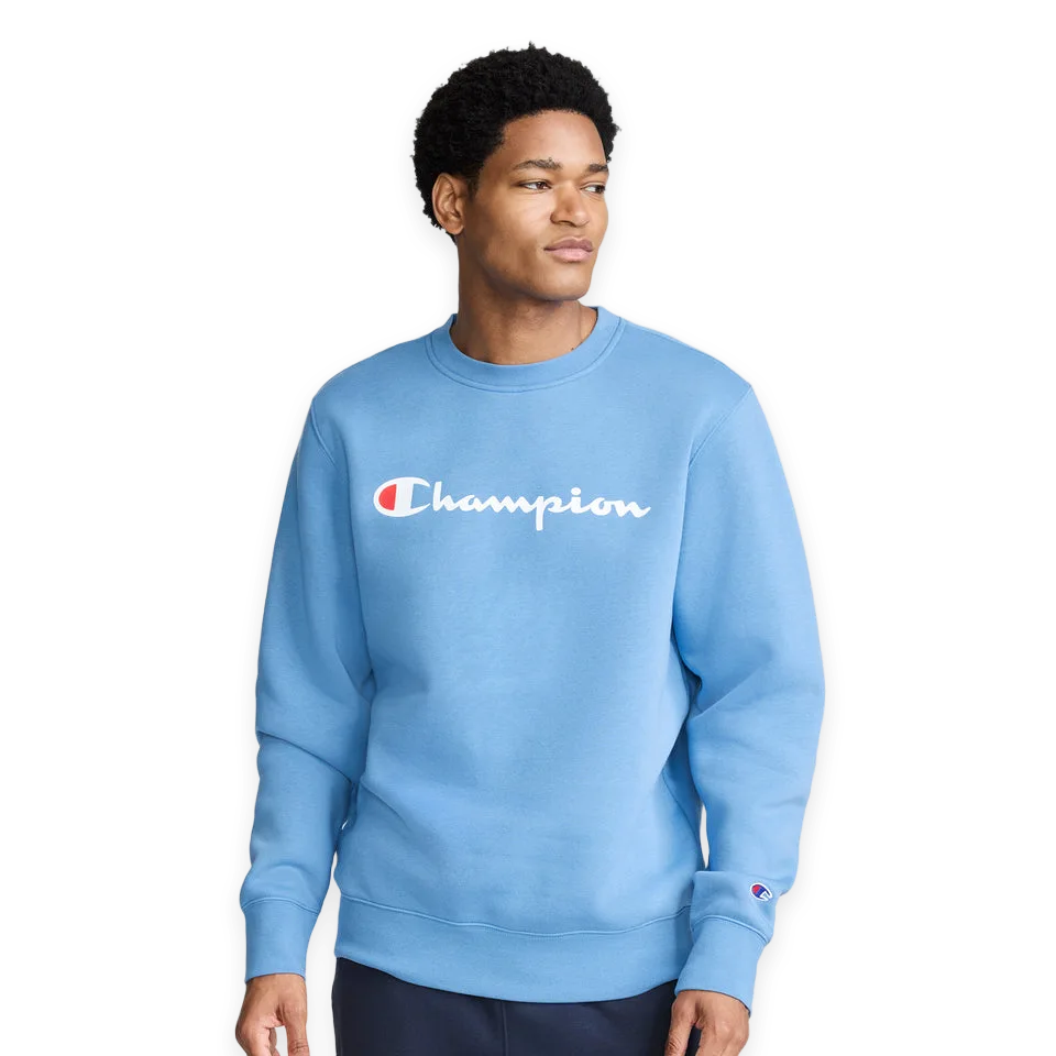 Champion Powerblend Crewneck Sweatshirt, Classic Script Logo
