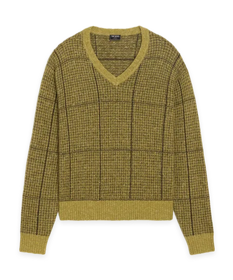 Todd Snyder Glen Plaid V-Neck Sweater