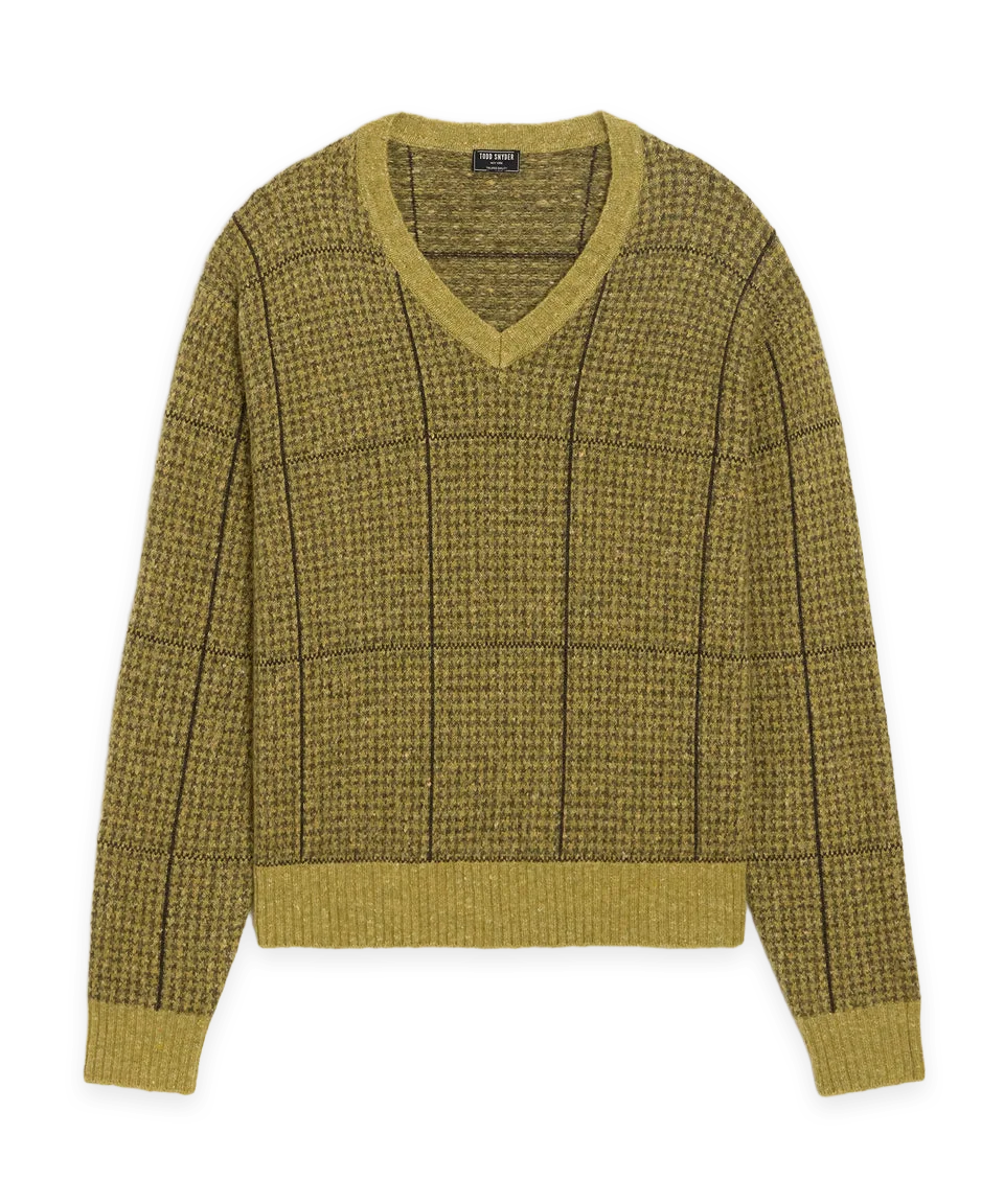 Todd Snyder Glen Plaid V-Neck Sweater
