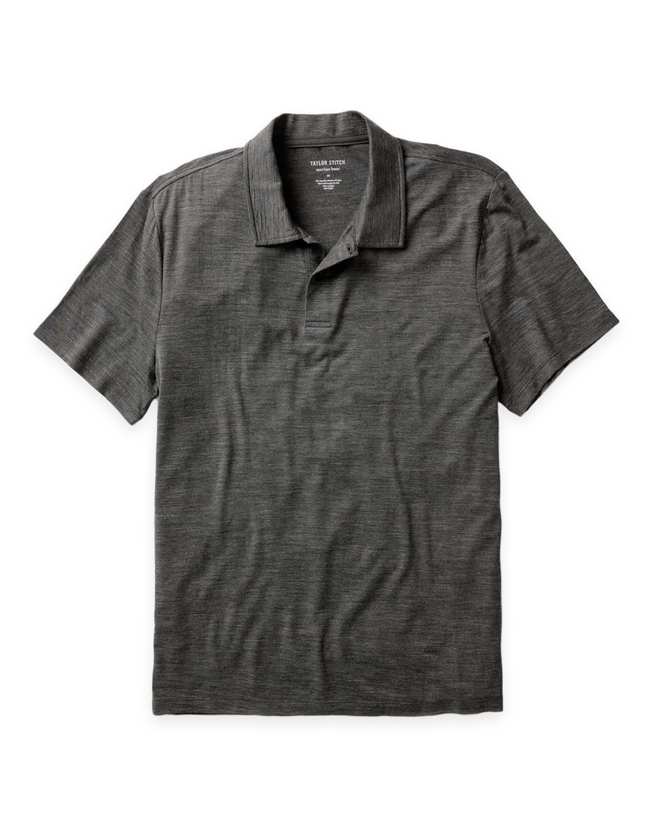 Taylor Stitch The Merino Polo in Heather Army