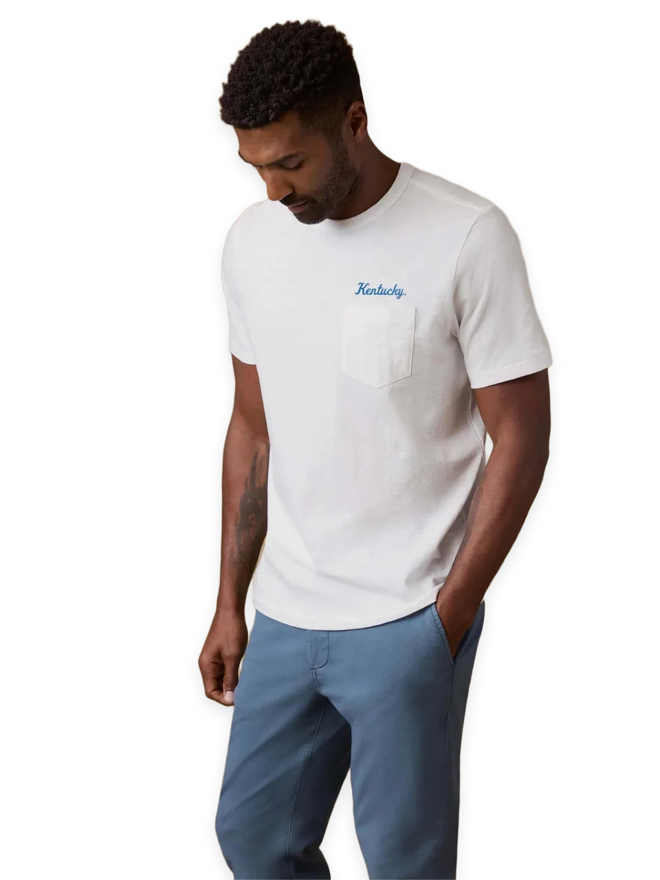 Faherty University of Kentucky Sunwashed Regenerative Pocket Tee