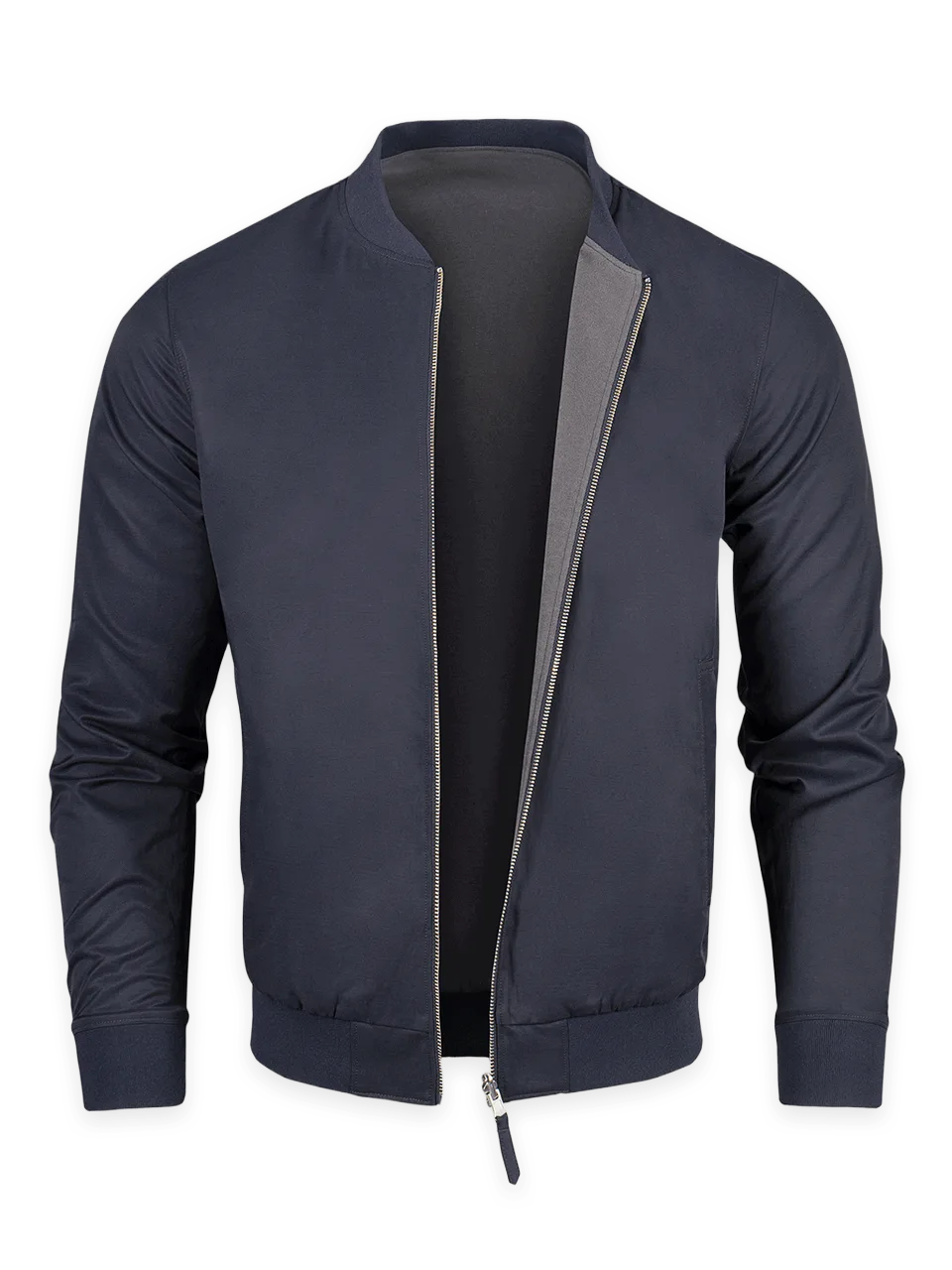 Fresh Clean Threads Navy + Charcoal Reversible Bomber Jacket