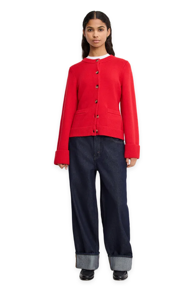 Good American BUTTON FRONT KNIT CARDIGAN · CHILI001