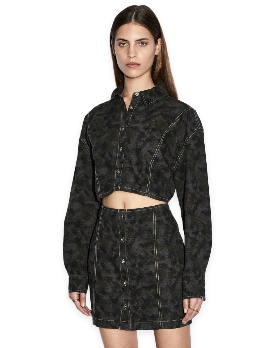 Ksubi CUTOUT SHIRT DRESS CAMO
