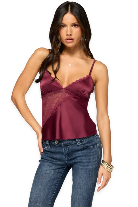 Edikted Julliet Lacey Satin Effect Top