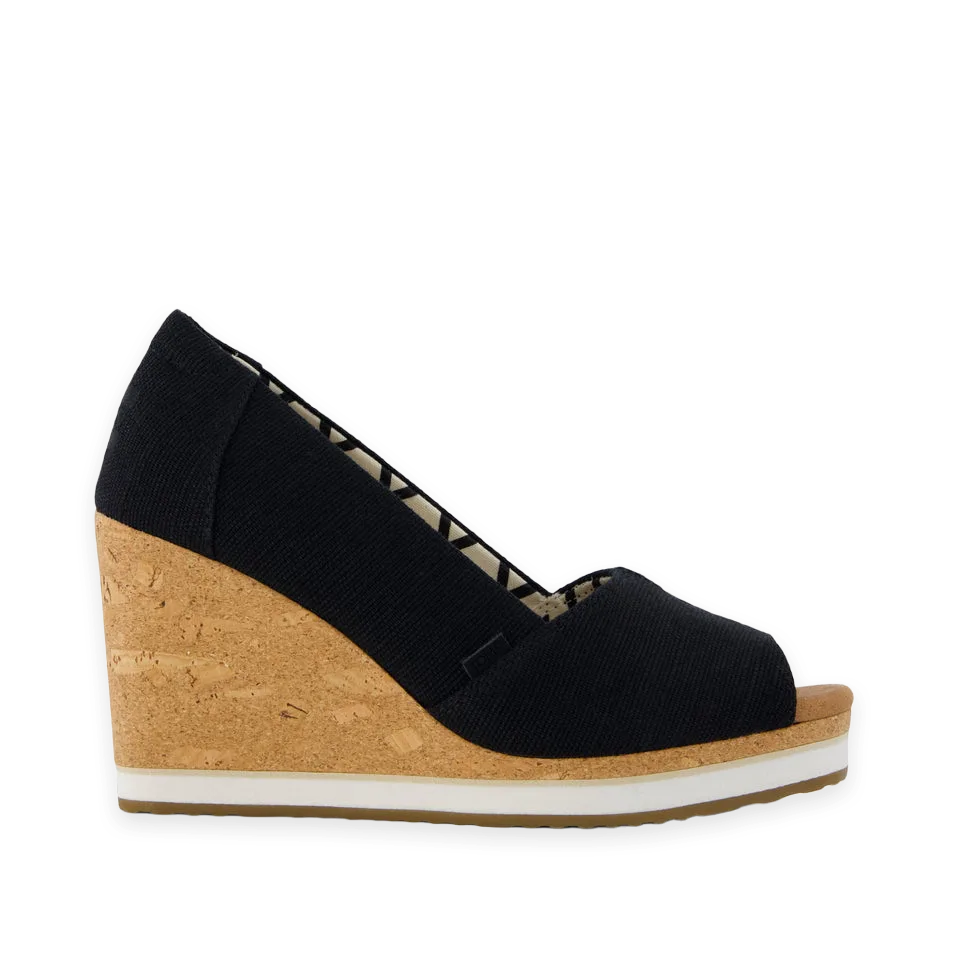 TOMS Womens Black Heritage Canvas Essential Wedge