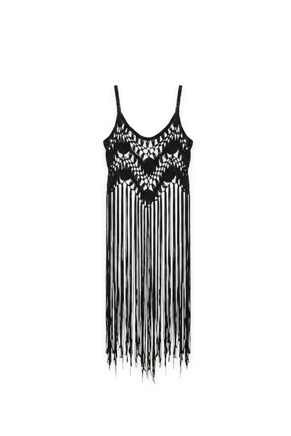 Oak + Fort MACRAME DRESS WITH LONG TASSEL OVERLAY DETAIL