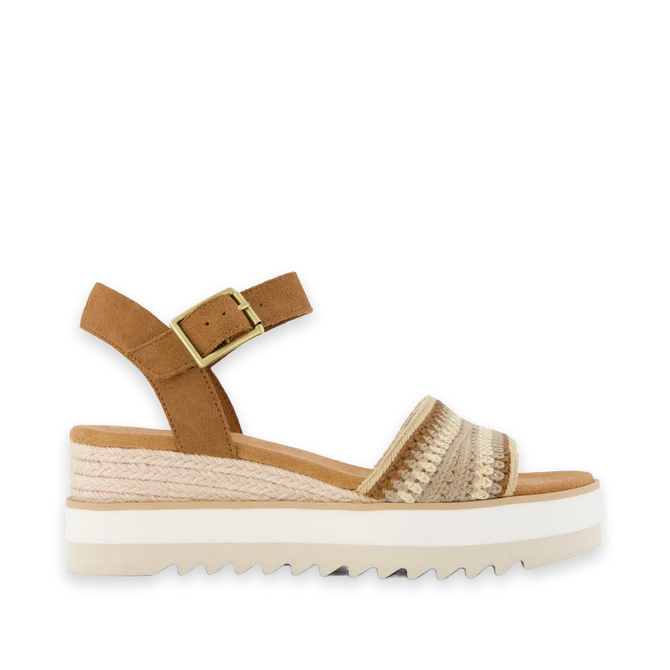 TOMS Womens Diana Wedge Sandal Almond Crochet