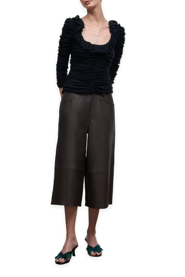 Staud Hunter Leather Culotte · Earth