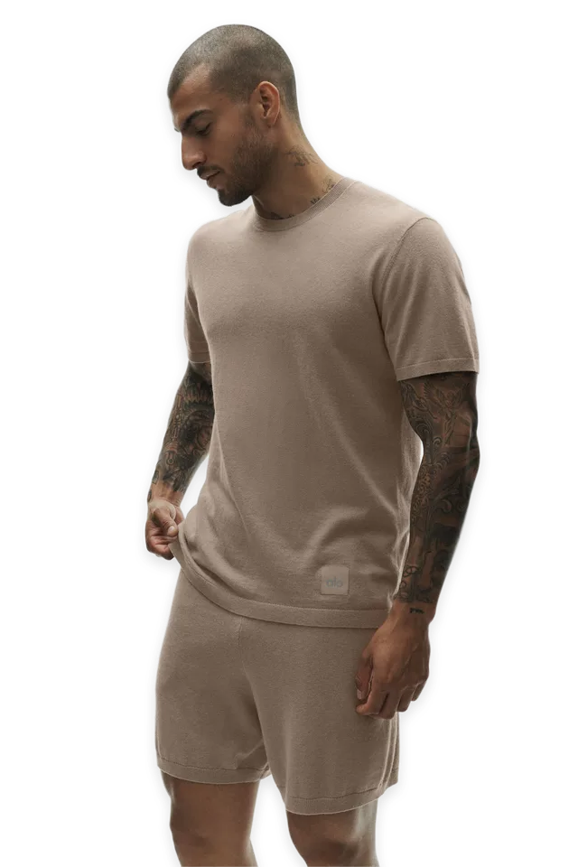 Alo Cotton Cashmere Ever Soft Short Sleeve Crew · Gravel