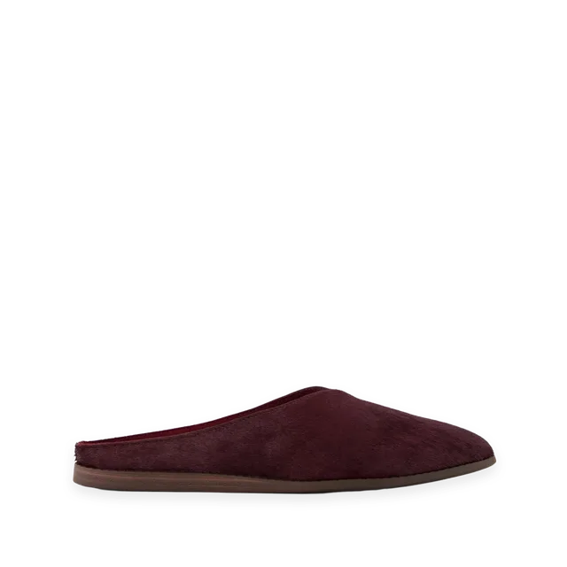 TOMS Womens Amelia Mule Dark Burgundy Hair Leather