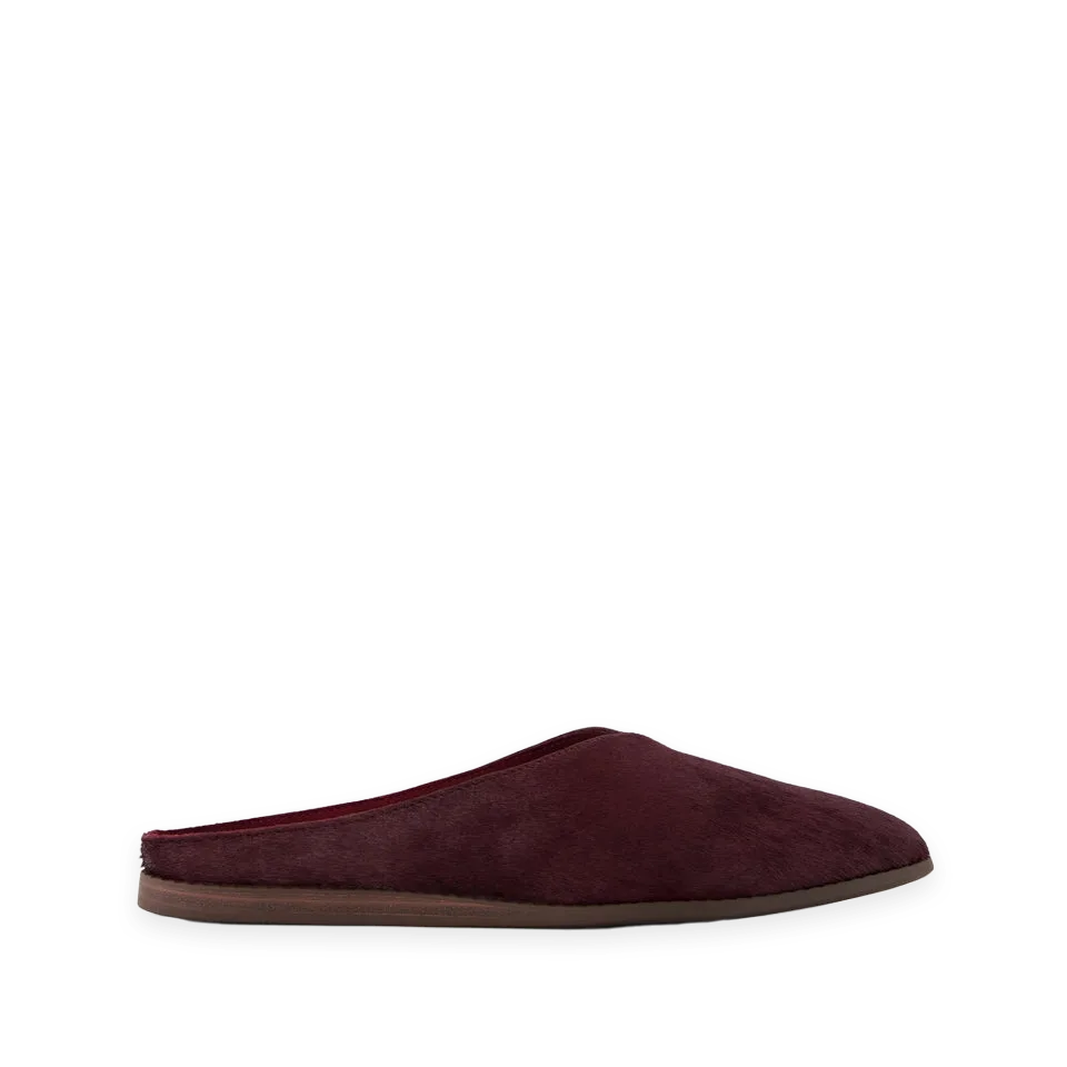 TOMS Womens Amelia Mule Dark Burgundy Hair Leather