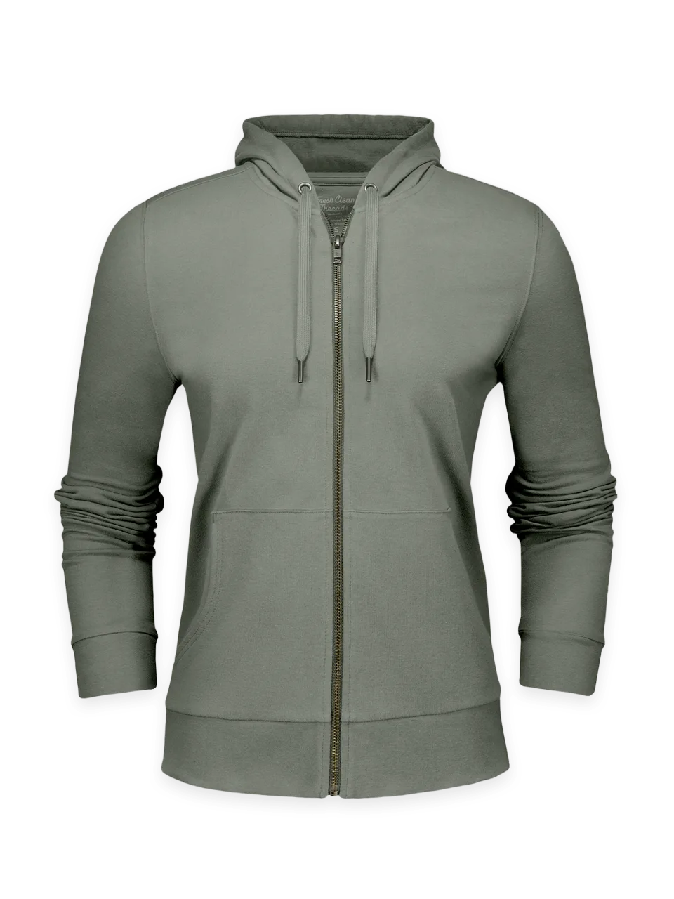 Fresh Clean Threads Women's Mercury Green Terry Zip-Up Hoodie