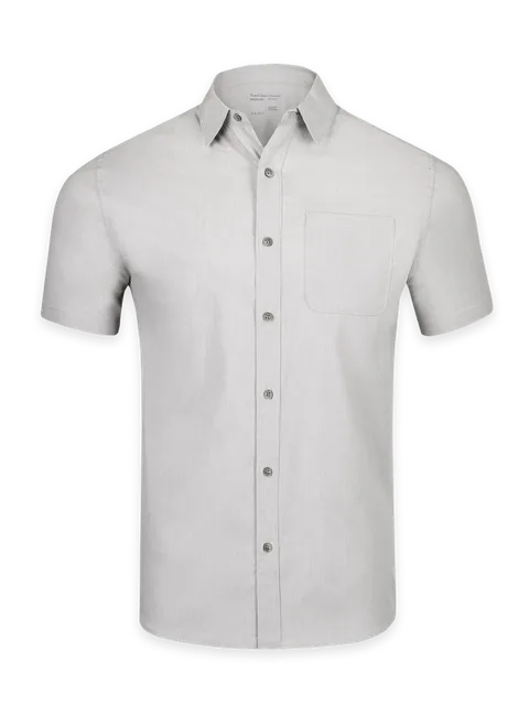 Fresh Clean Threads Vintage Grey Short Sleeve Stretch Button Up
