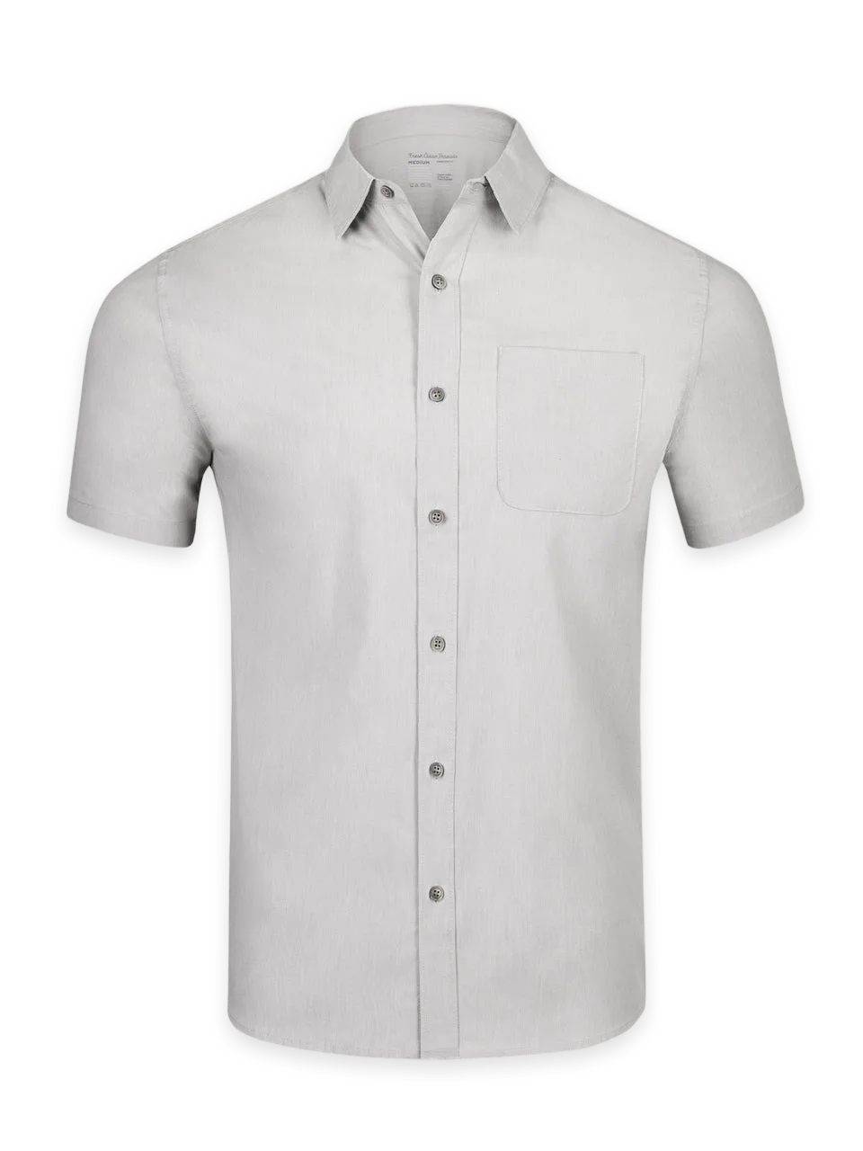 Fresh Clean Threads Vintage Grey Short Sleeve Stretch Button Up