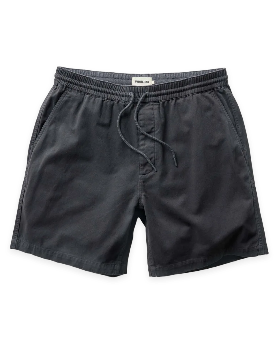 Taylor Stitch The Apres Short in Organic Faded Black Foundation Twill