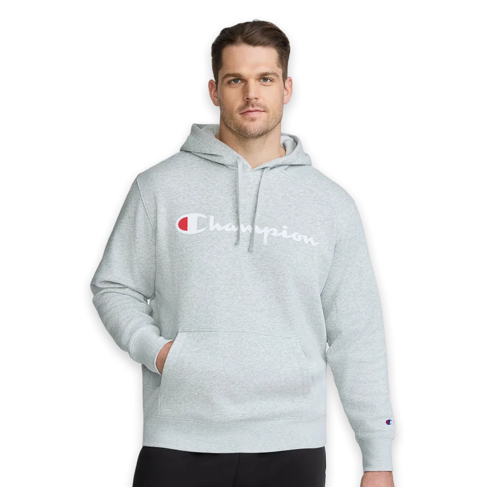 Champion Powerblend Hoodie, Full Script Logo · Big & Tall