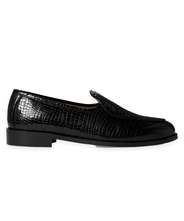 Jacques Solovière Jacques Solovière Leather Croc Stamp Loafer