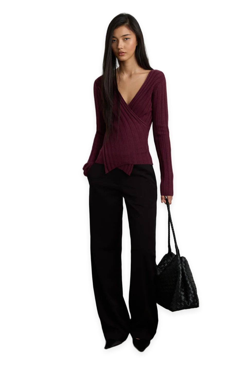 Oak + Fort V-NECK WRAP SWEATER