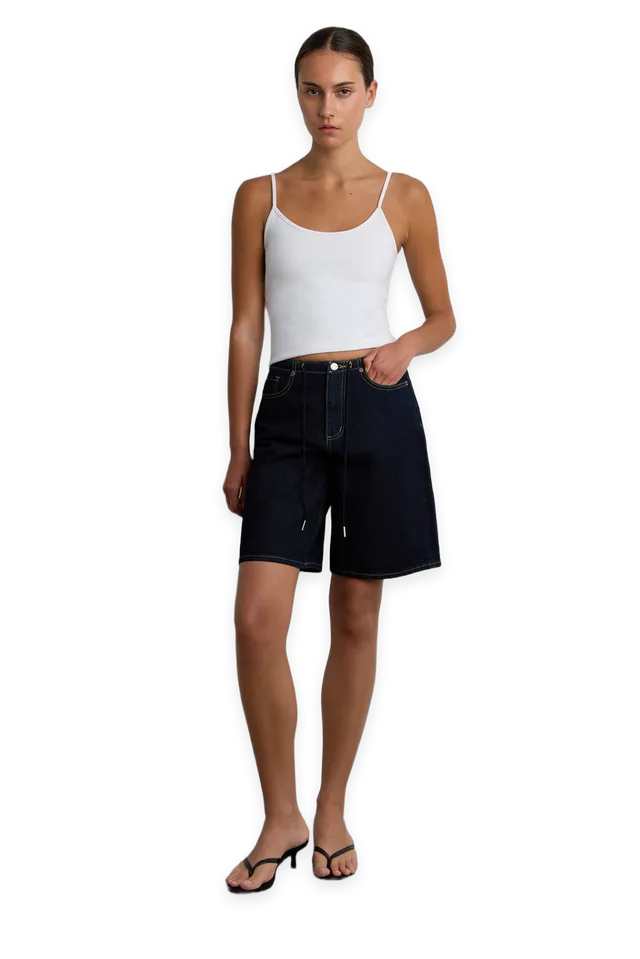 Oak + Fort DENIM JORT WITH DRAWSTRING WAIST
