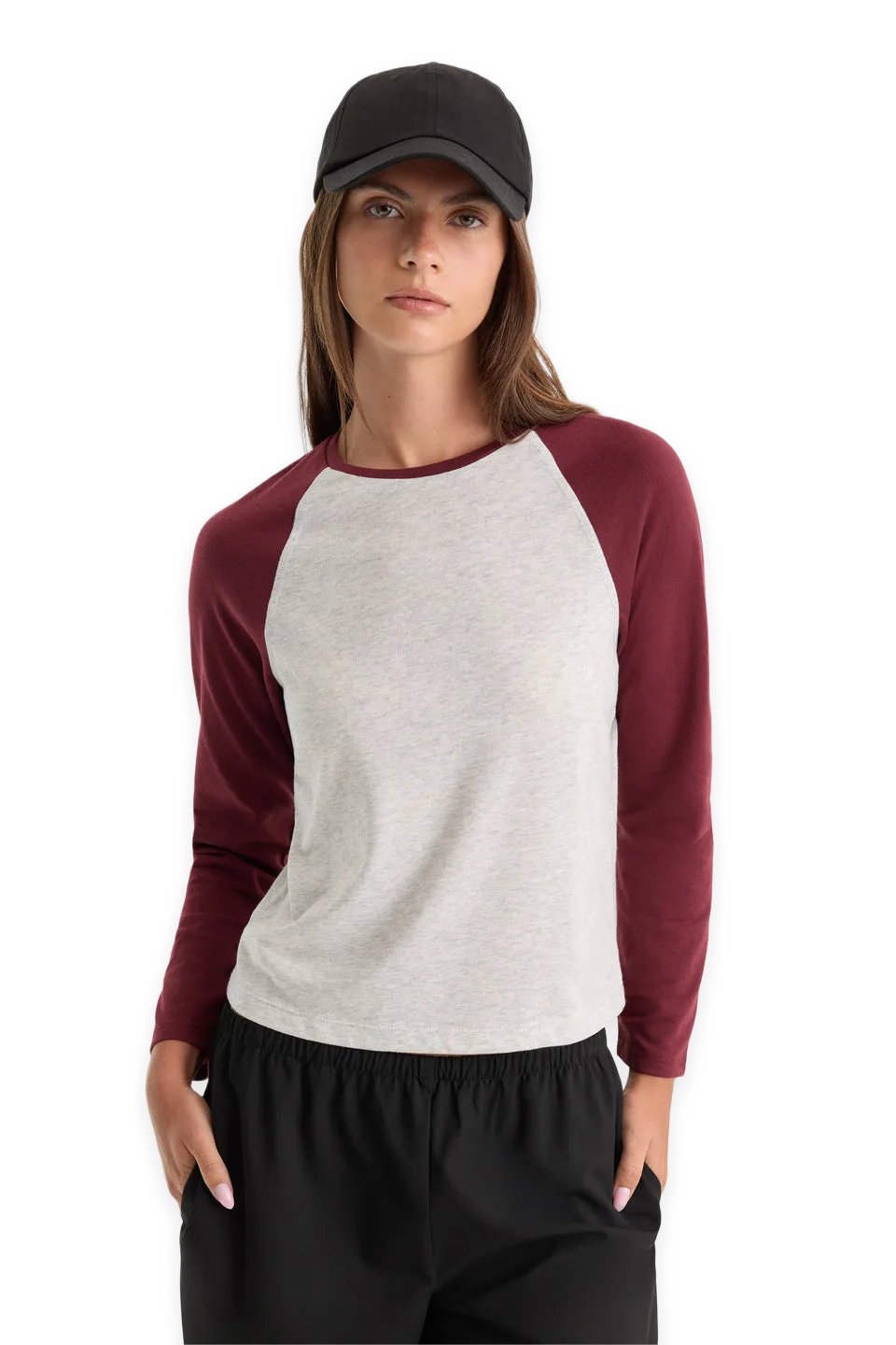 Good American THE LONG SLEEVE RAGLAN TEE