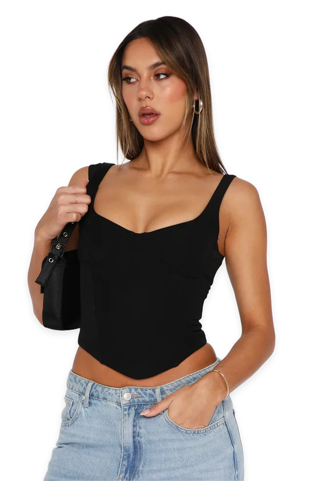 White Fox Forever Feels Bustier Black