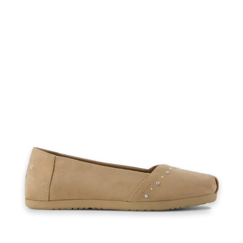 TOMS Womens Alpargata Ballet Flat Taupe Microsuede