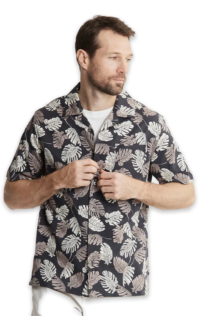 Jachs NY Lyocell Twill Short Sleeve Camp Shirt