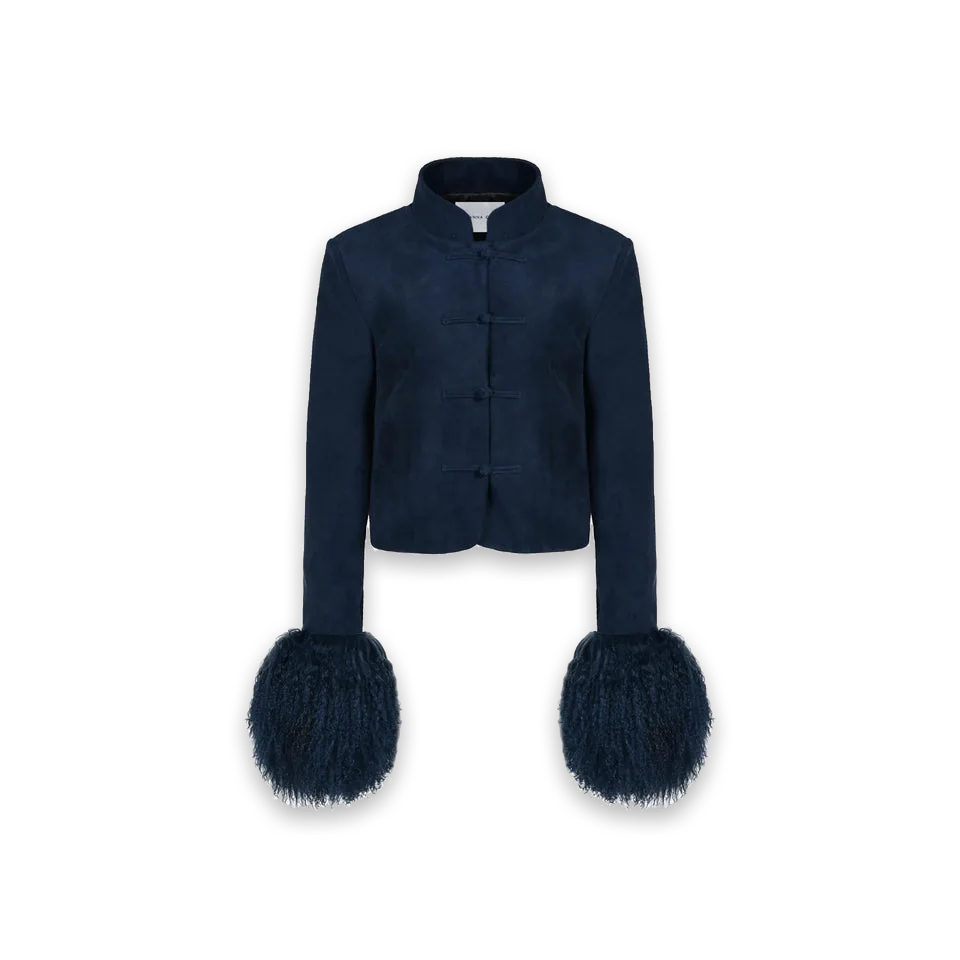 Susanna Chow Susanna Chow Leighton Shearling Trim Suede Jacket