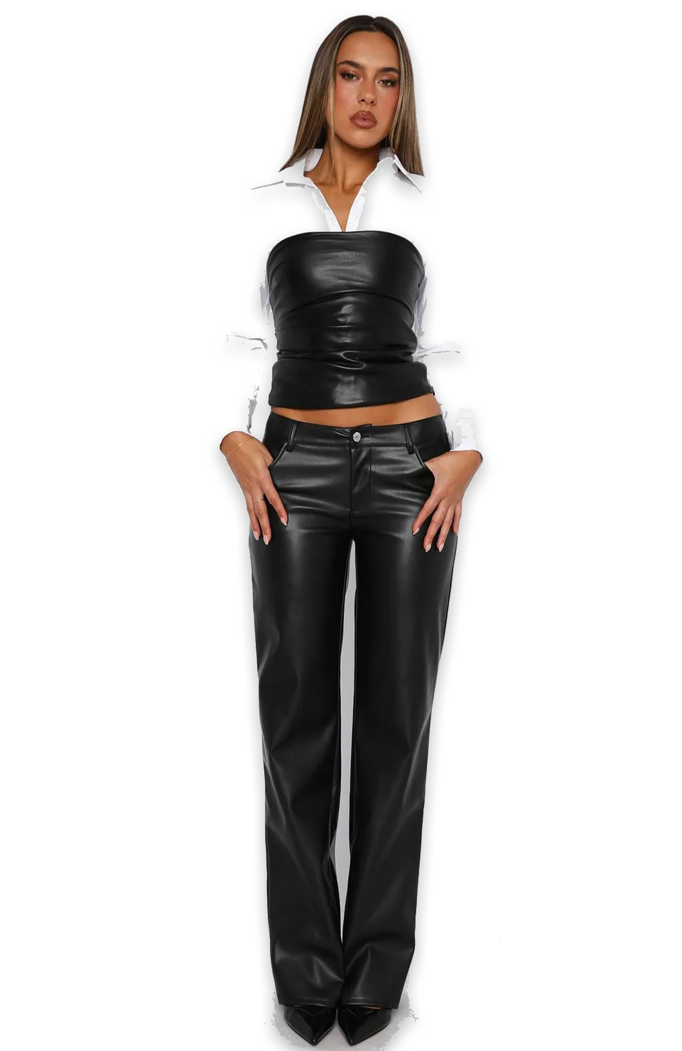 White Fox Hopeful For Today PU Pants Black, photo 2