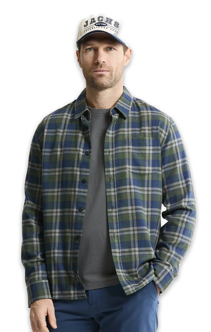 Jachs NY Manor Stretch Flannel Button-Down Shirt