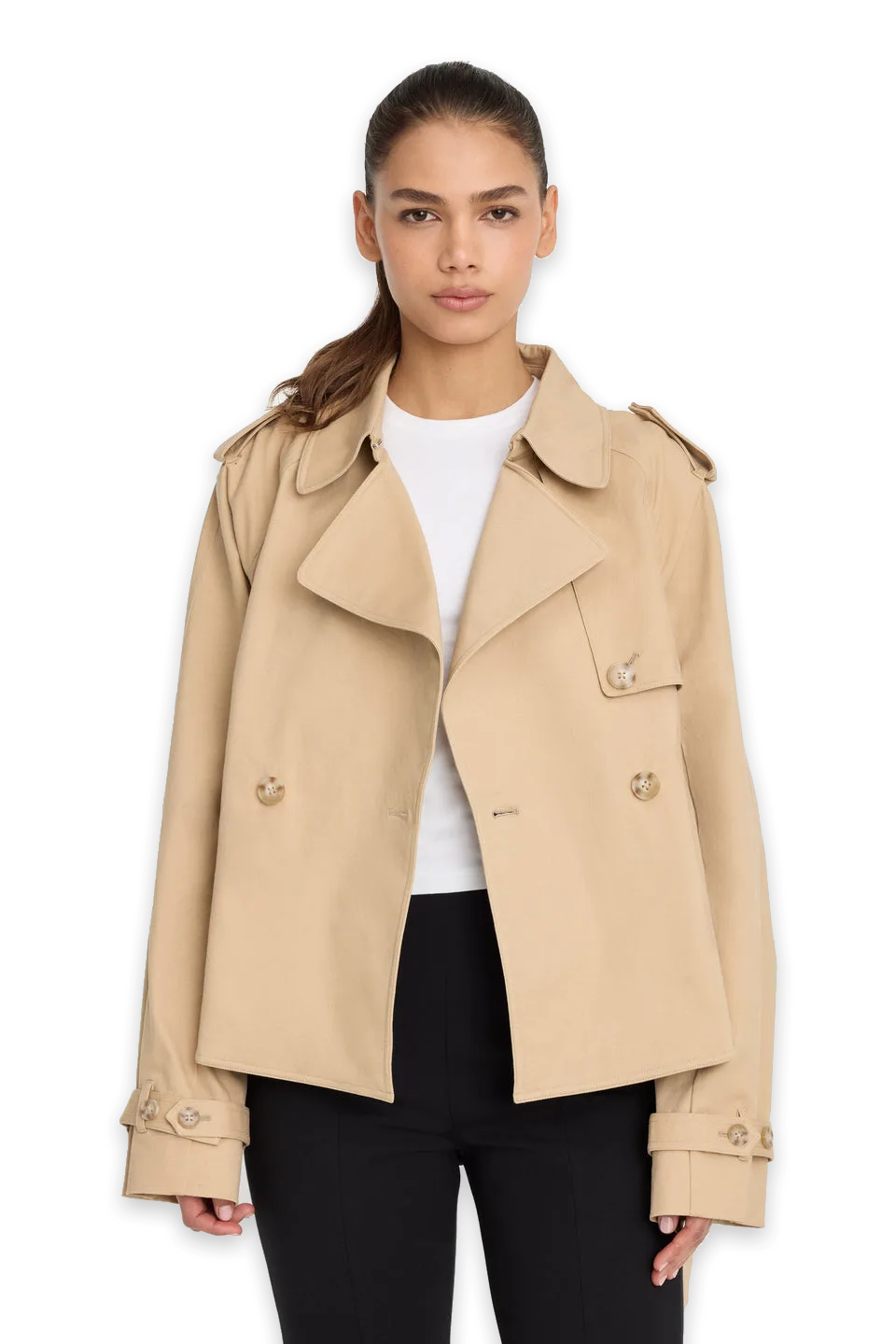 Good American THE CROPPED TRENCH JACKET